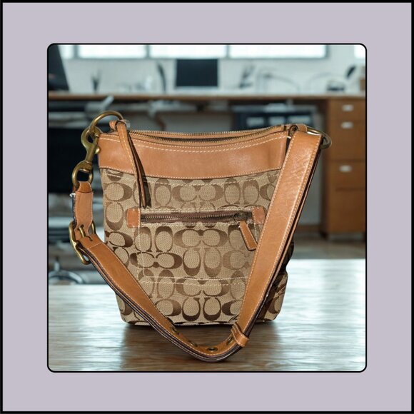 Coach Signature C Print Satchel – Classic Brown & Tan with Gold Hardware - Picture 1 of 2